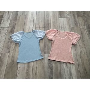 SHEIN pink and blue waffle blouse bundle size S